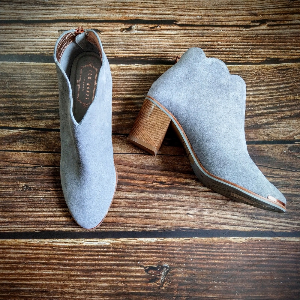 🔥LAST 1🔥NIB TED BAKER GREY SUEDE ANKLE BOOTS - Picture 2 of 14